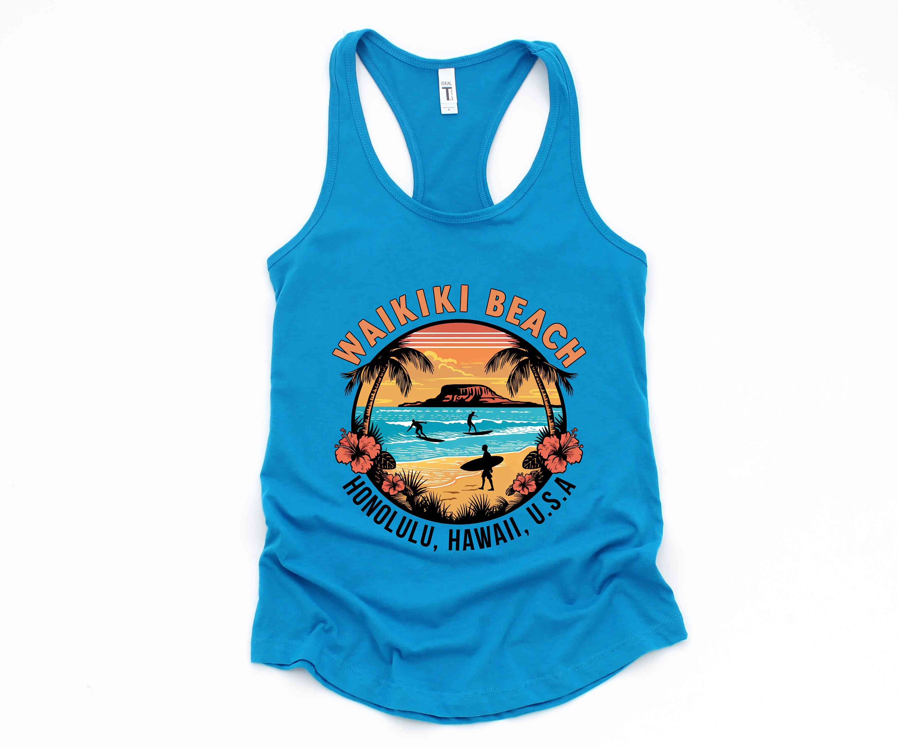 Waikiki Beach Tank Top, Retro Honolulu Hawaii Shirt - Etsy