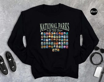 US National Parks Sweatshirt, Nature Lover Camping Gift