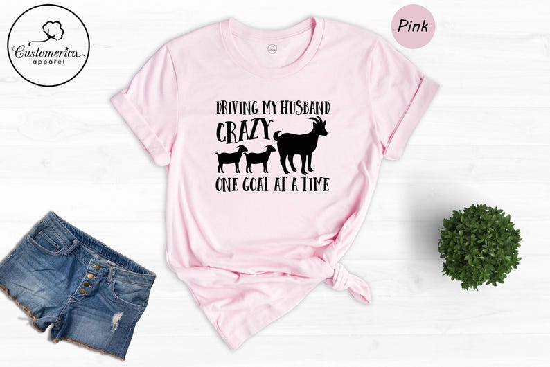 Camiseta divertida con cabra, Camiseta para volver loco al marido, Regalo para esposa de granjero imagen 1