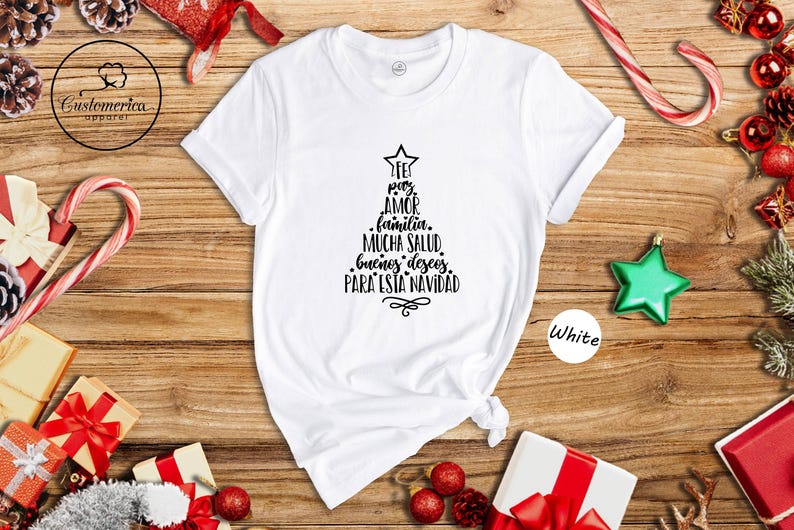 Feliz Navidad Shirt, Spanish Christmas Tree Tee, Family Holiday Gift Shirt image 2