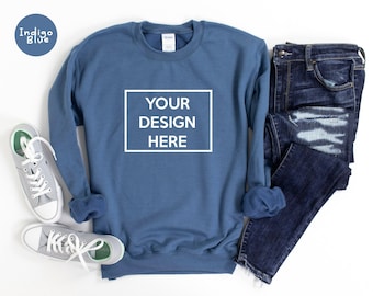 Custom Design Sweatshirt, Personalized Text, Unisex Cotton Blend