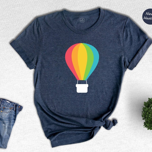 Flying Turtle With Hot Air Balloon Graphic T-Shirt For Men – Funny Casual Tee, Short Sleeve, Cotton, Made In USA By Glory Be Co