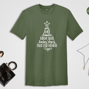 Feliz Navidad Shirt, Spanish Christmas Tree Tee, Family Holiday Gift Shirt image 6