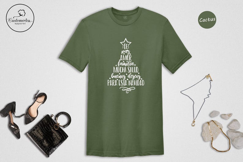 Feliz Navidad Shirt, Spanish Christmas Tree Tee, Family Holiday Gift Shirt image 6