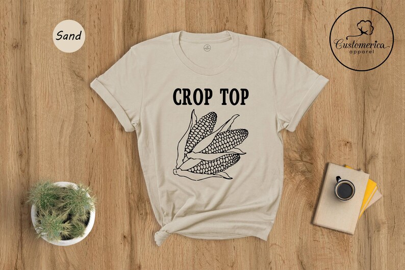 Corn Graphic Crop Top, Funny Farm Shirt Bild 3
