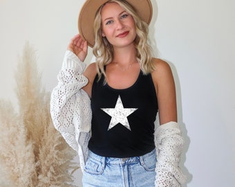 Patriotic Star Tank Top, USA Fourth Of July Fashion