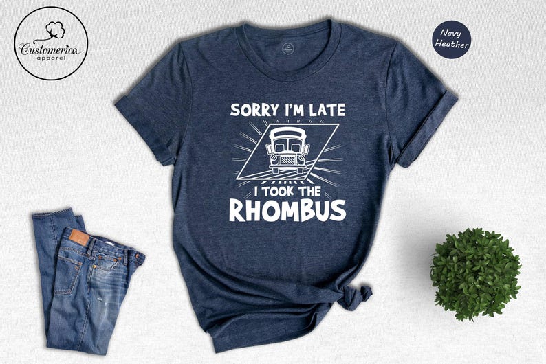 Funny Math Teacher T-Shirt, Rhombus Geometry Gift image 1