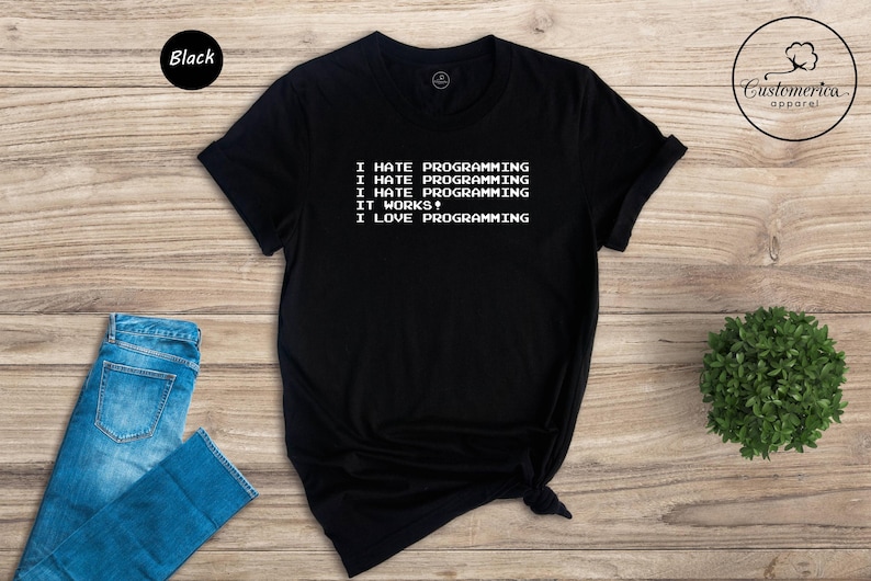 I Hate Programming I Love It Shirt, Funny Coder Tee, Programmer Gift for Software Engineer, Coding Humor T-Shirt afbeelding 1