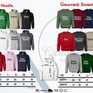 a diagram of various hoodies and sweatshirts sizes