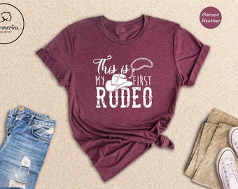 Esta es mi primera camiseta de rodeo, camiseta con estampado del oeste