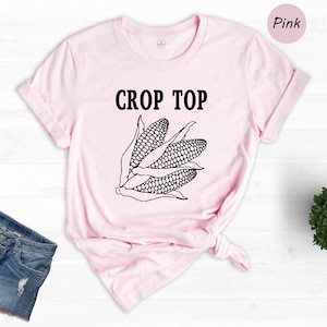 Corn Graphic Crop Top, Funny Farm Shirt Bild 1
