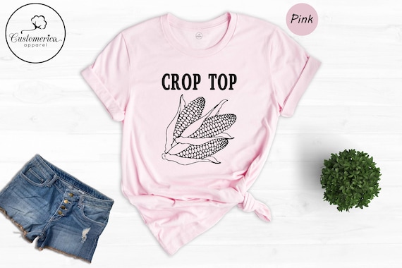 Corn Graphic Crop Top, Funny Farm Shirt