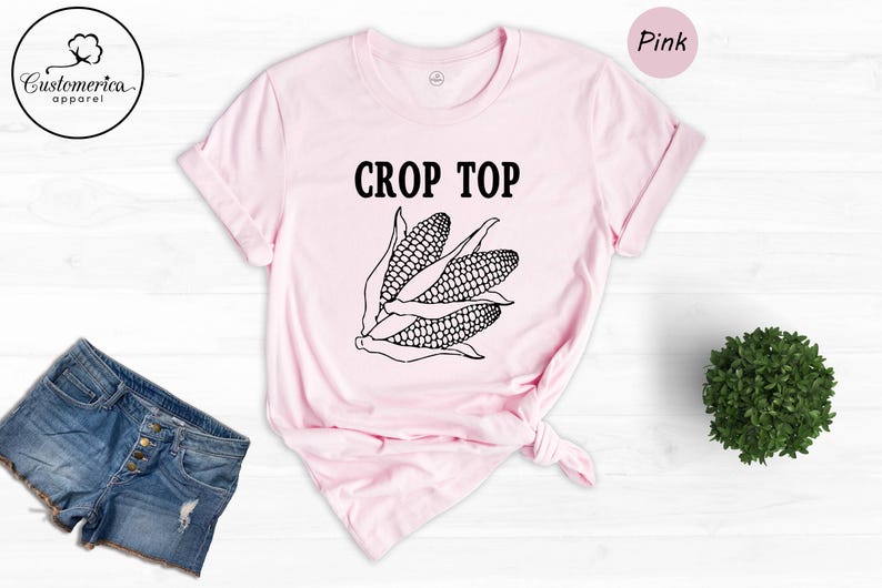 Corn Graphic Crop Top, Funny Farm Shirt Bild 1