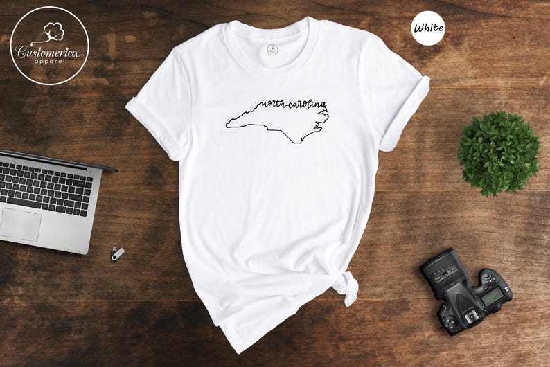 Camiseta con el mapa de Carolina del Norte, recuerdo de viaje de Carolina del Norte imagen 3