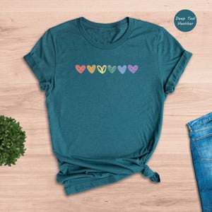 Rainbow Hearts Pride T-Shirt, LGBTQ Love Is Love Shirt image 6
