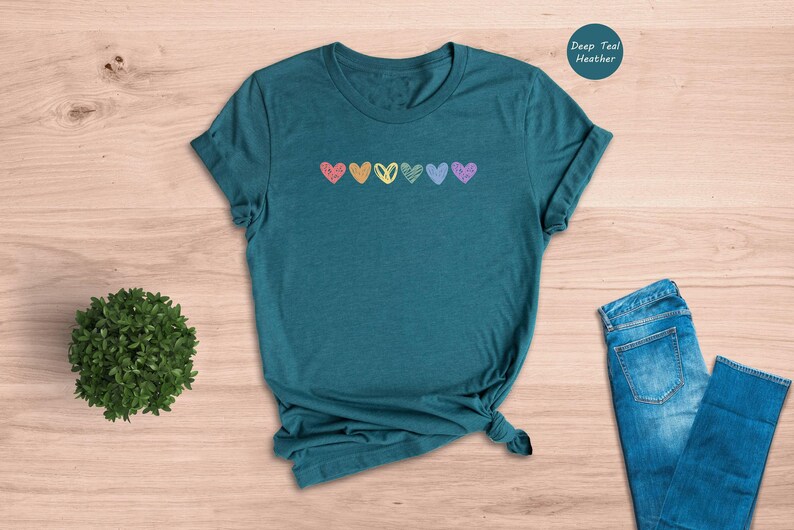 Rainbow Hearts Pride T-Shirt, LGBTQ Love Is Love Shirt image 6