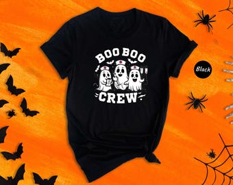 Boo Boo Crew Halloween Nurse Shirt, Retro Ghost Design