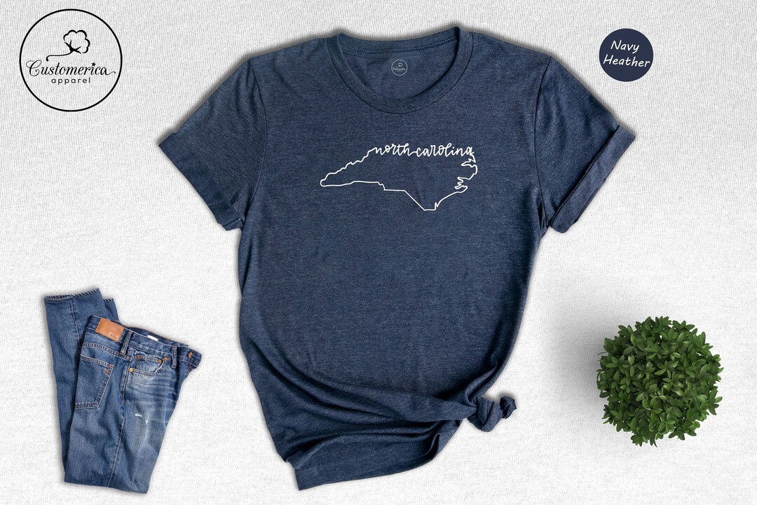 North Carolina State Shirts, North Carolina State Map Shirt, North