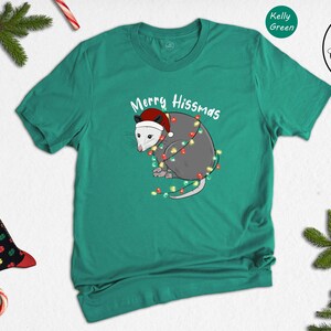 Merry Hissmas Opossum T-Shirt, Funny Christmas Animal Shirt image 4