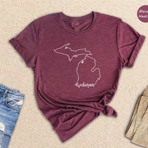 Michigan State Shirts, Michigan State Map Shirt, Michigan Travel Gifts, Michigan Clothing, Michigan Shirt, Michigan Apparel, Michigan Hoodie