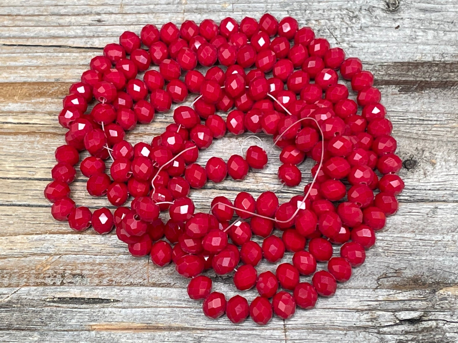Red Beads Glass Faceted Beads Red Colored Beads 6 Mm Beads Etsy