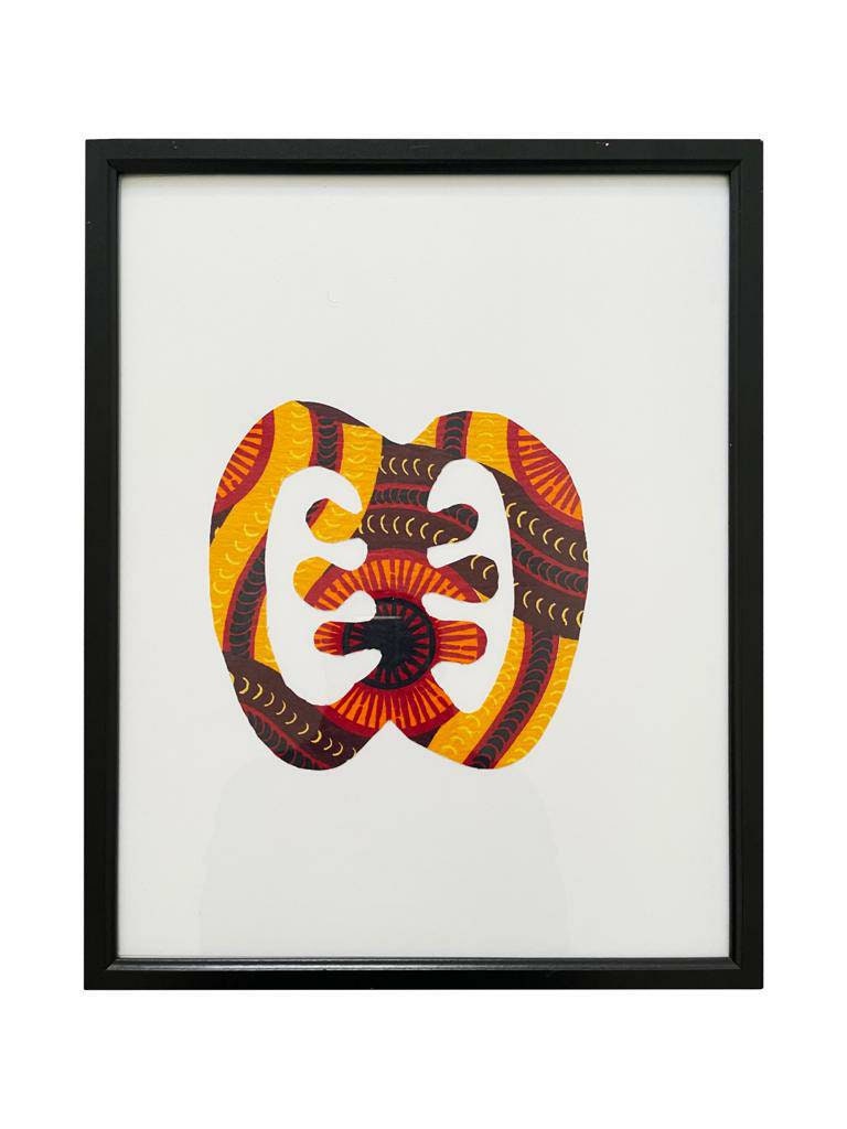 | d'art Mural Adinkra Fait à La Main Conçu avec Real Ankara Fabric | Encadré en Noir ou Blanc Real A