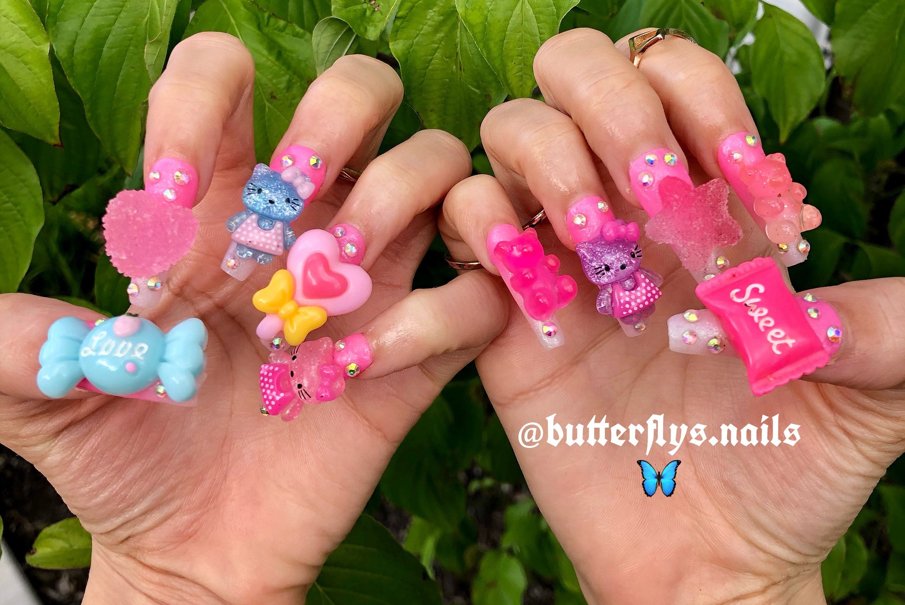 Custom 3D Kawaii Nails Etsy