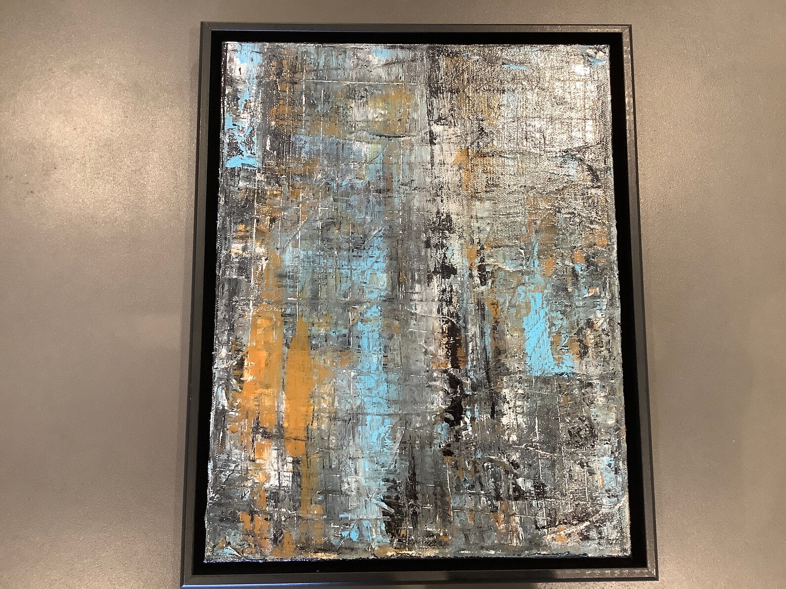 11x14 Grey Blue Black and Gold Original Abstract Painting . Etsy