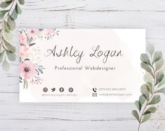 Floral Business Card Template, Canva Template, Business card template, Business card template, Editable business card, Visiting card template