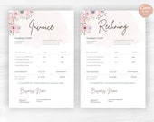 Florale Rechnungsvorlage, floral editable invoice template, Canva invoice form, Canva Rechnungsvorlage watercolor, flower invoice template