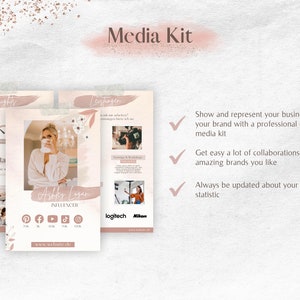 Media Kit Template rose, Canva Influencer Media Kit, Influencer Rate Sheet, Blog, Blogger Media Kit Template, TikTok, Pinterest image 3