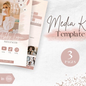 Media Kit Template rose, Canva Influencer Media Kit, Influencer Rate Sheet, Blog, Blogger Media Kit Template, TikTok, Pinterest image 1