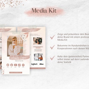 Media Kit Template rose, Canva Influencer Media Kit, Influencer Rate Sheet, Blog, Blogger Media Kit Template, TikTok, Pinterest image 2