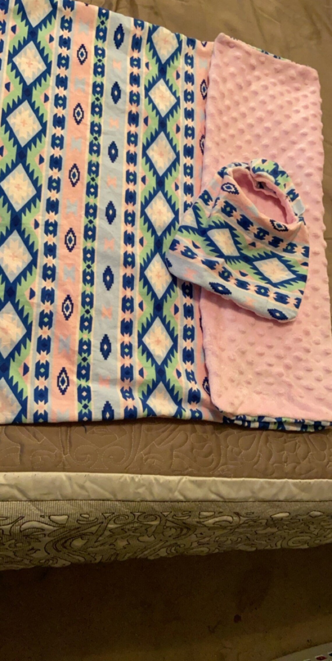 Native American baby blanket with matching bib Etsy