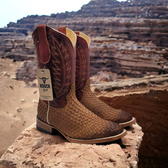 Genuine leather sales cowboy boots