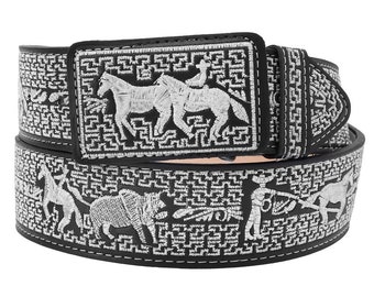 Cinto Vaquero Negro Black All-Over Genuine Elk Belt