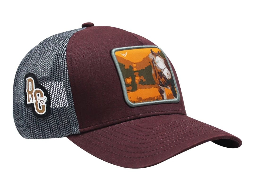 Men Horse Patch Burgundy Trucker Hat Ranch & Corral Authentic Etsy