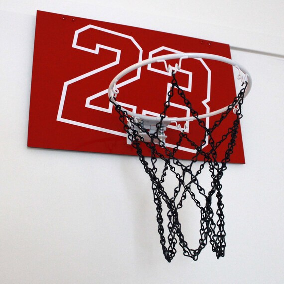 23 Mini Basketball Hoop Michael Jordan Red Backboard 23 Chain Net