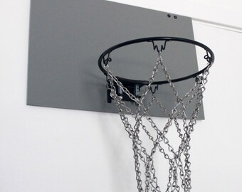 Gray Leather Backboard Mini Basketball Hoop | With Door Hooks or Standoff Screws | Customizing Available