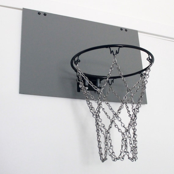 Gray Leather Backboard Mini Basketball Hoop With Door Hooks 