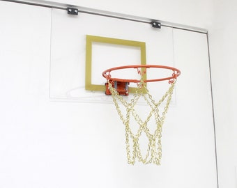 Clear w/Orange Hoop Mini Basketball Hoop | Wall Decor | Man Cave | 18x12 Office Basketball Hoop | Customizing Available