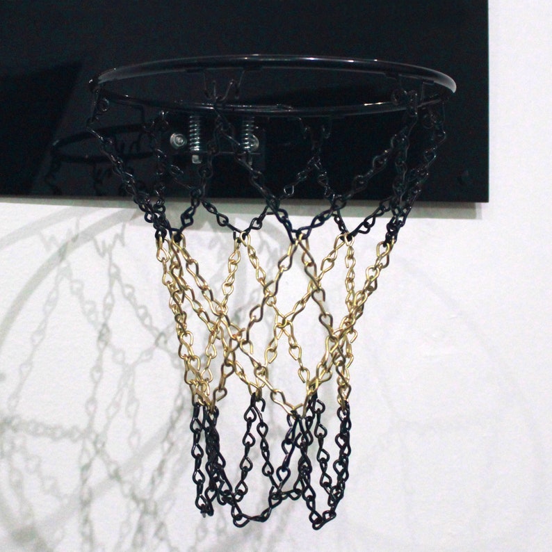 6 Hook Black and Gold Chain Net for Mini Basketball Hoop Etsy