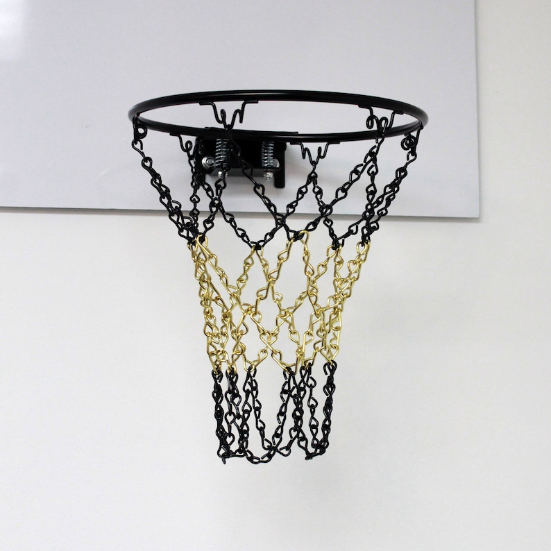 6 Hook Black & Gold Chain Net for Mini Basketball Hoop Chain Net ONLY