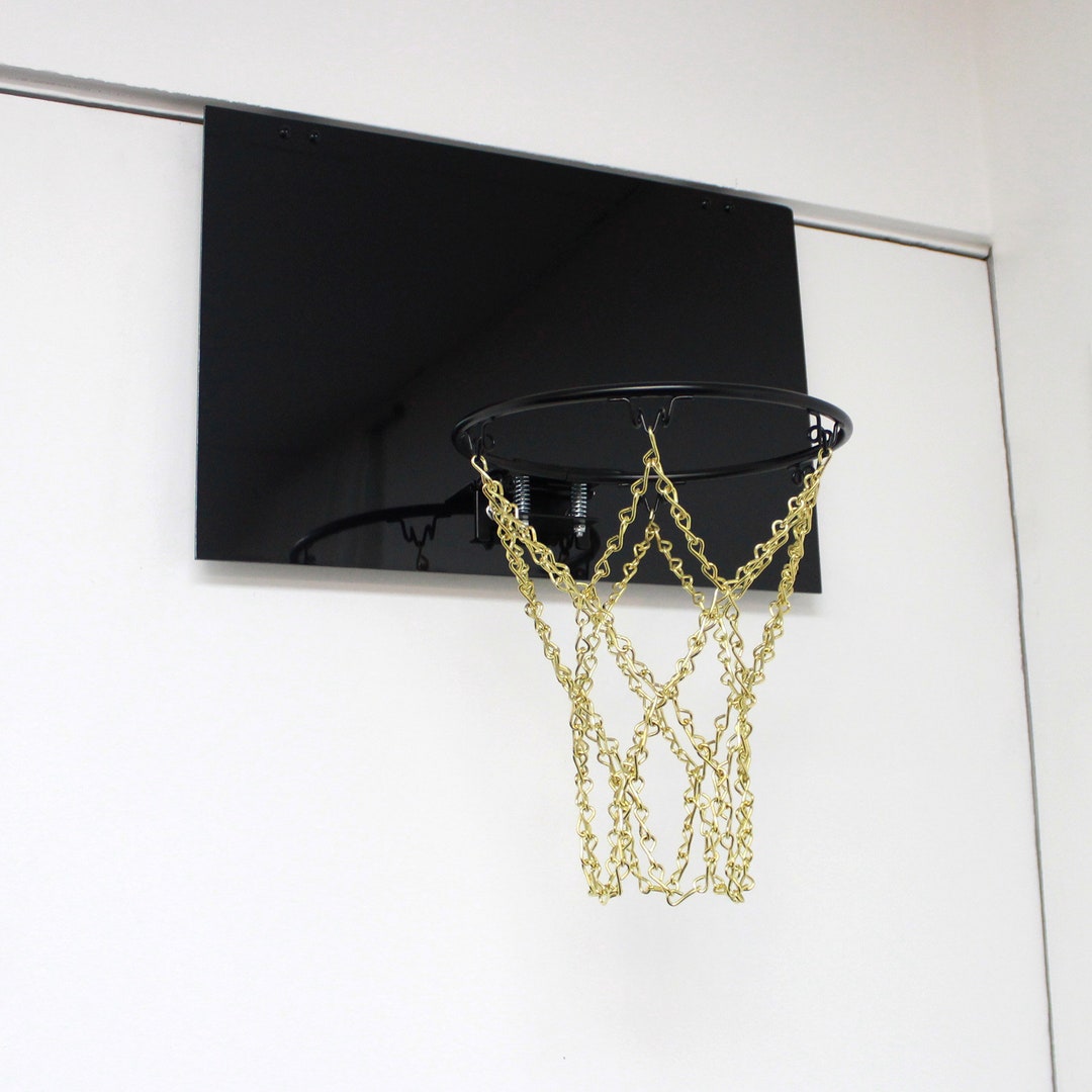 Black & Gold Mini Basketball Hoop 18x12 Wall Decor Man Cave Office