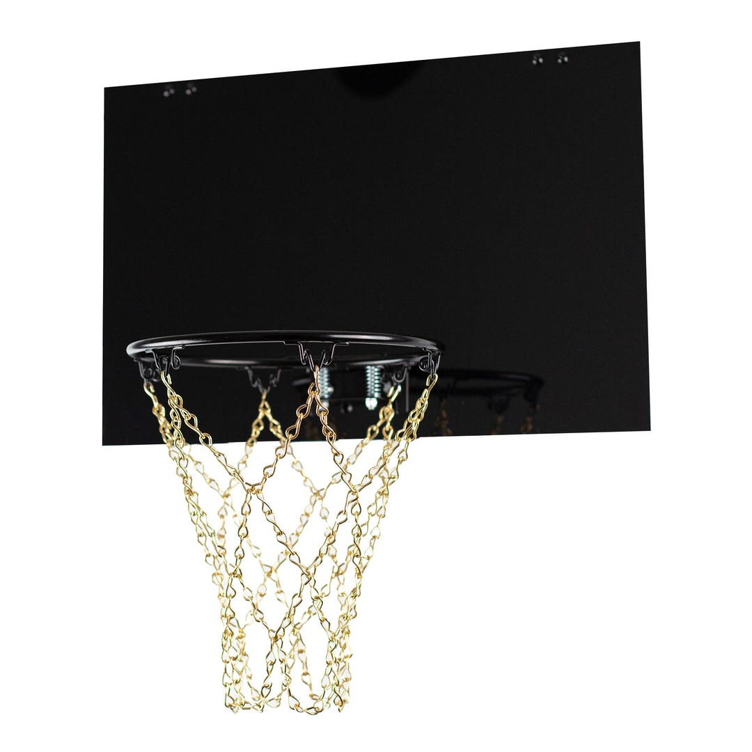 BLACK Mini Basketball Hoop W/black Rim & Gold Chain Net | Customizing ...