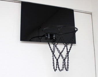 Black Mini Basketball Hoop Set | 18x12 Black Backboard, Hoop, Chain Net | Home Decor | Customizing Available