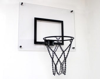 21x16 Clear w/Black Hoop Mini Basketball Hoop | Wall Decor | Man Cave | Office Basketball Hoop | Customizing Available