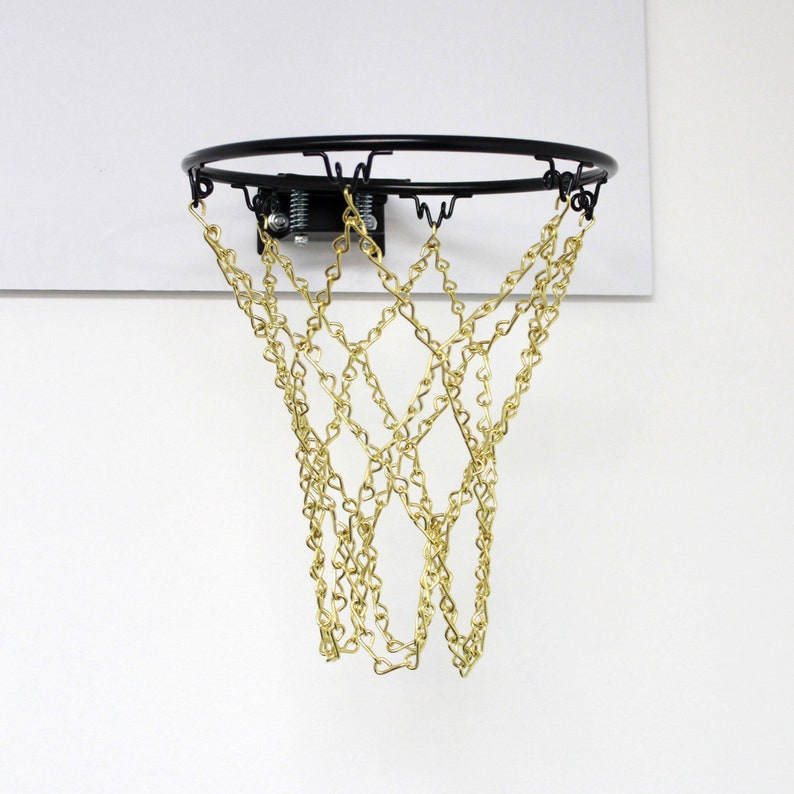 6 Hook Gold Chain Net for Mini Basketball Hoop Chain Net ONLY NO HOOP image 1