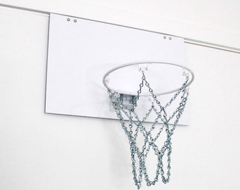 WHITE Mini Basketball Hoop Set | White Backboard | 6 Hook White Hoop | Chain Net