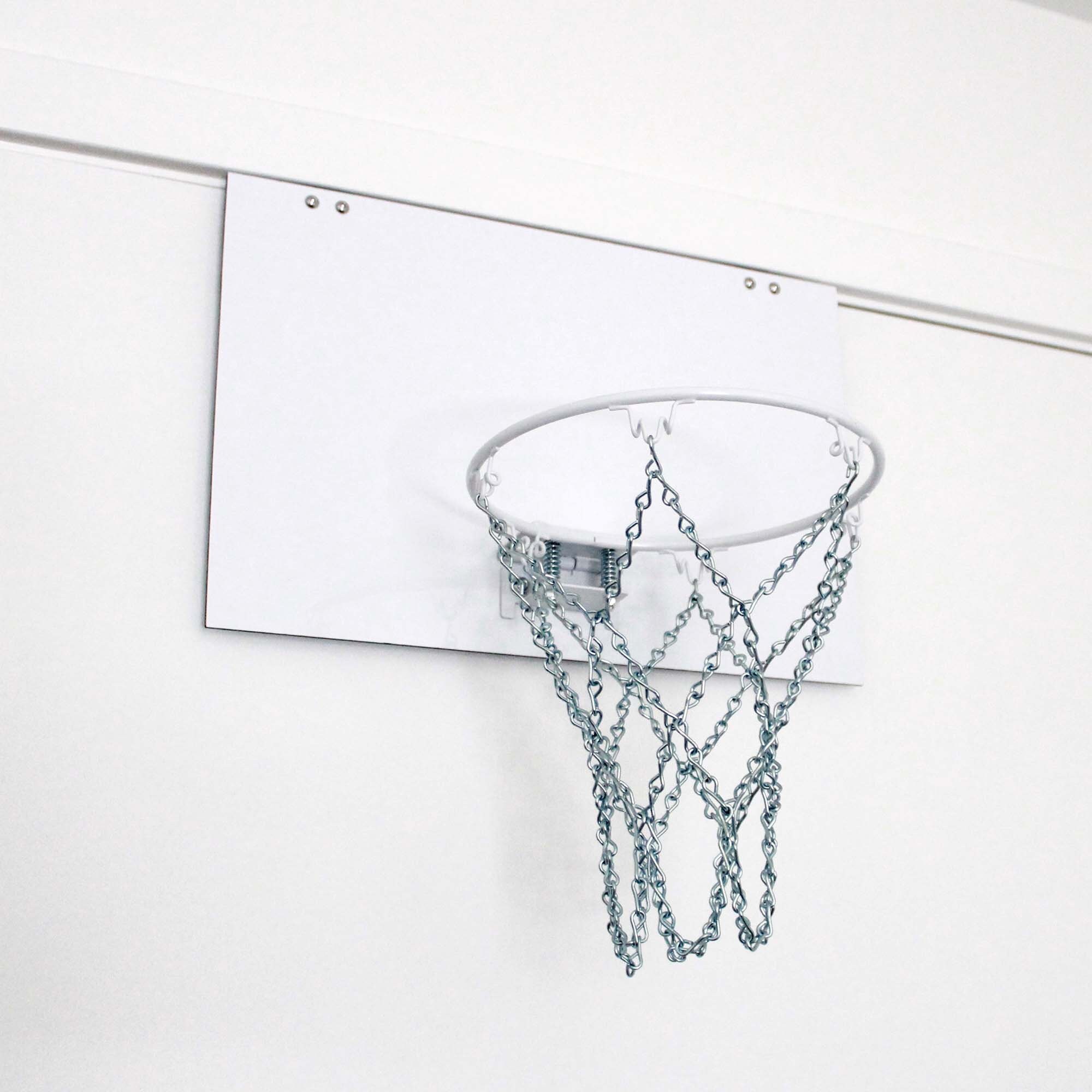 WHITE Mini Basketball Hoop Set White Backboard 6 Hook White Hoop Chain Net  